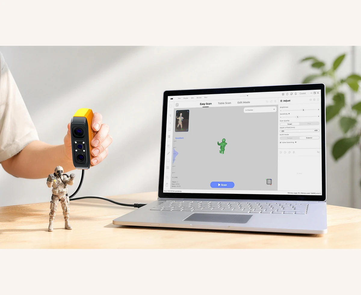 Foxでフィギュアをスキャンする様子
